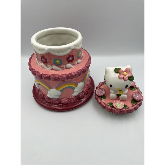 Hello Kitty Blue Sky Clayworks Ceramic Birthday Cake Canister Jar NWT - Picture 11 of 11